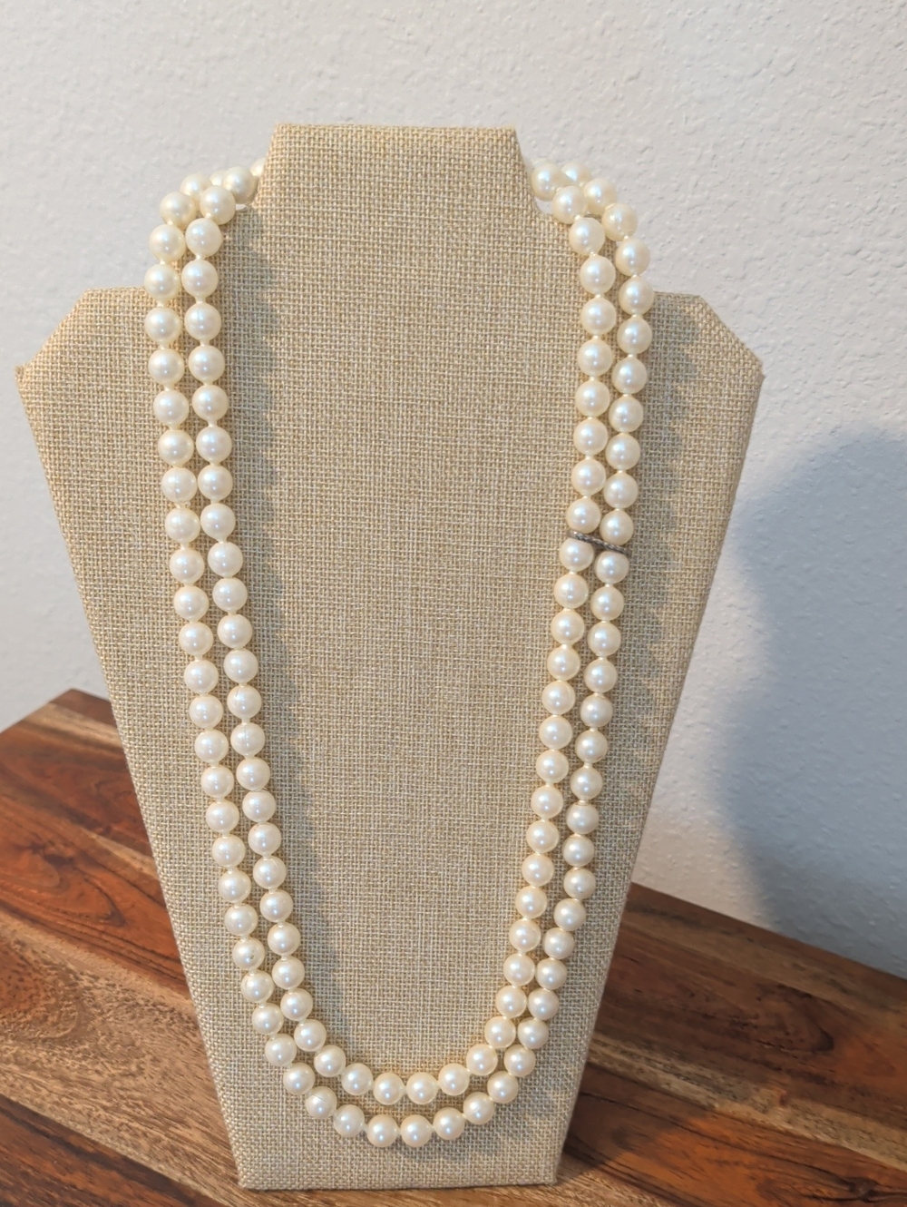 Vintage Pop Bead Necklace From the 50s or 60s Double Set of Faux Pearls